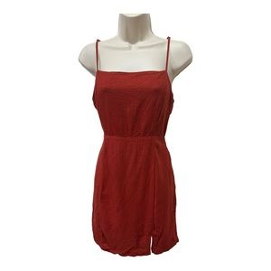 ⭐️ FOREVER 21 - CURRANT/ MONOCHROME RED / RUST LINEN DRESS - SIZE L ⭐️